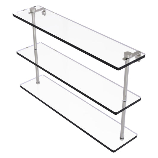 Allied Brass NS-5/22 22" x 5" Satin Nickel Solid Brass Triple-Tiered Glass Shelf