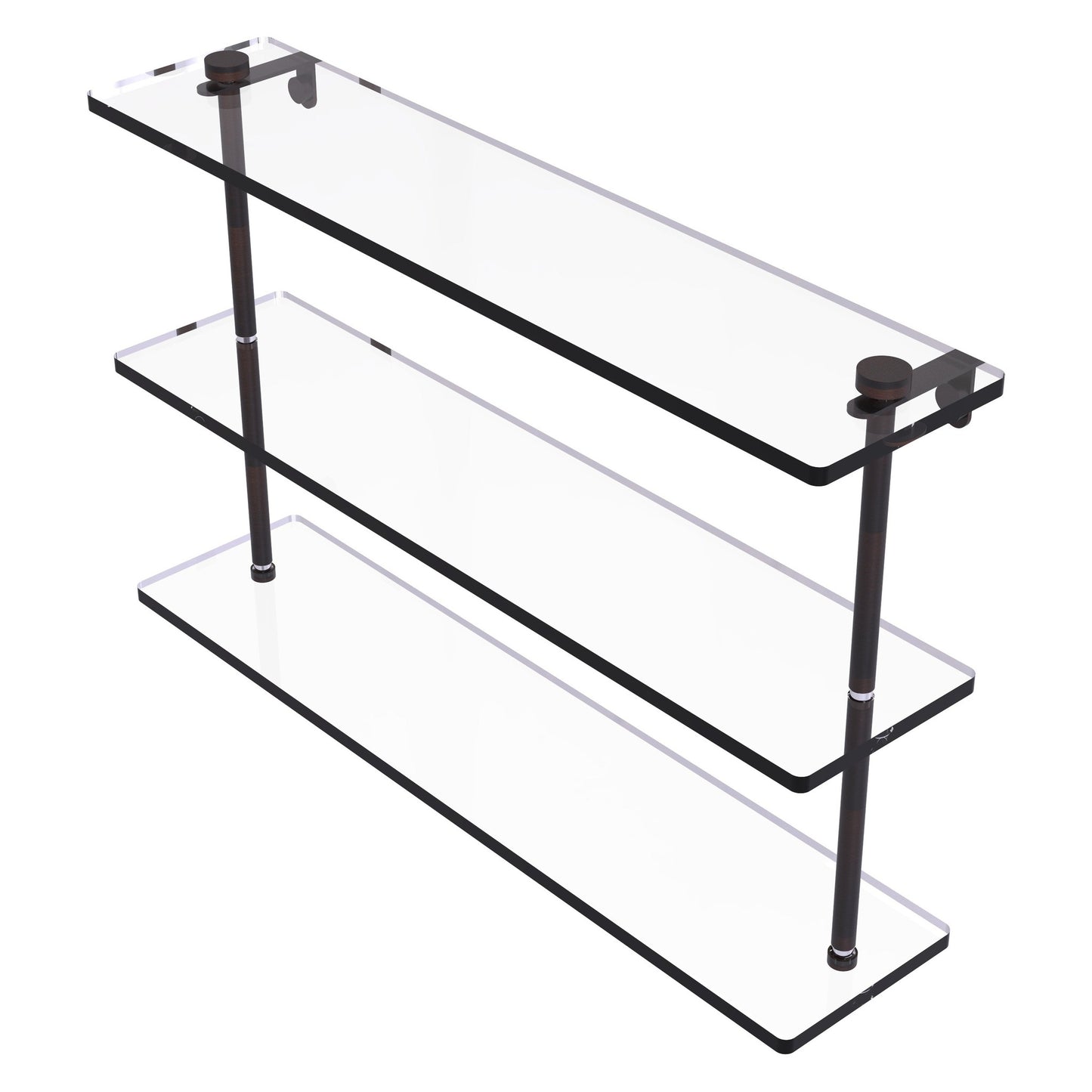 Allied Brass NS-5/22 22" x 5" Venetian Bronze Solid Brass Triple-Tiered Glass Shelf
