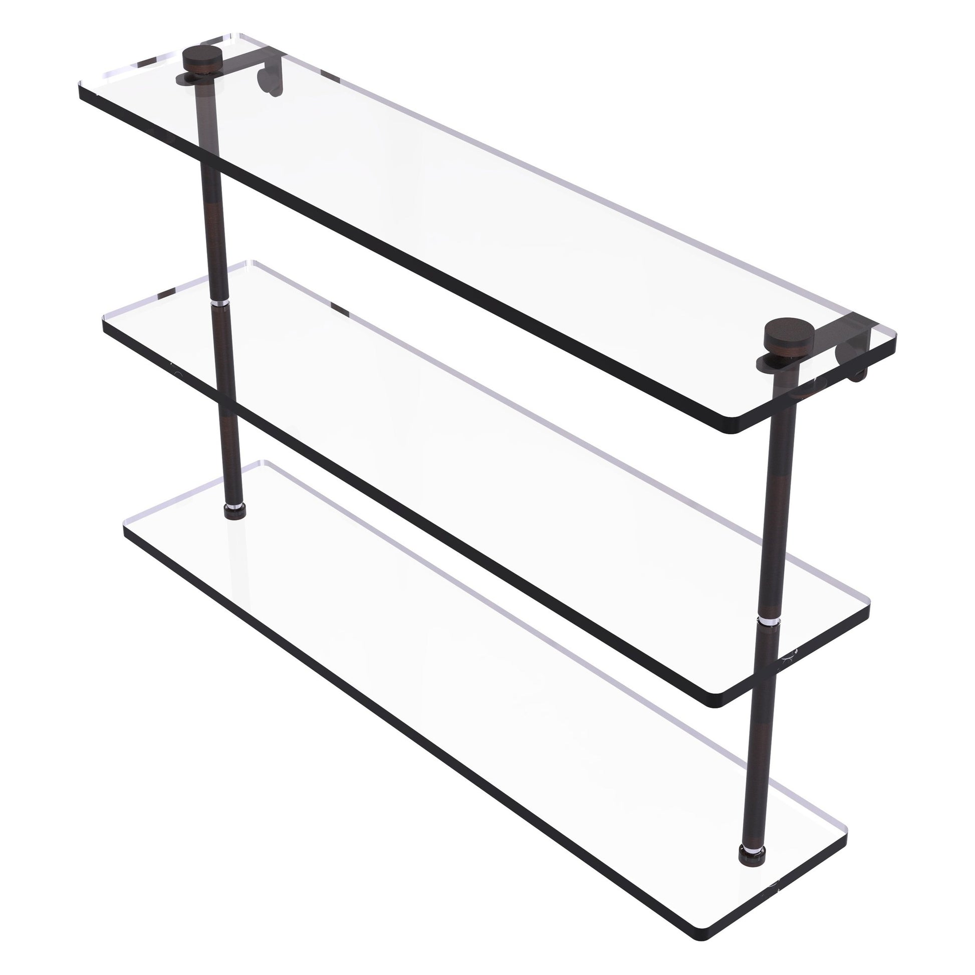 Allied Brass NS-5/22 22" x 5" Venetian Bronze Solid Brass Triple-Tiered Glass Shelf