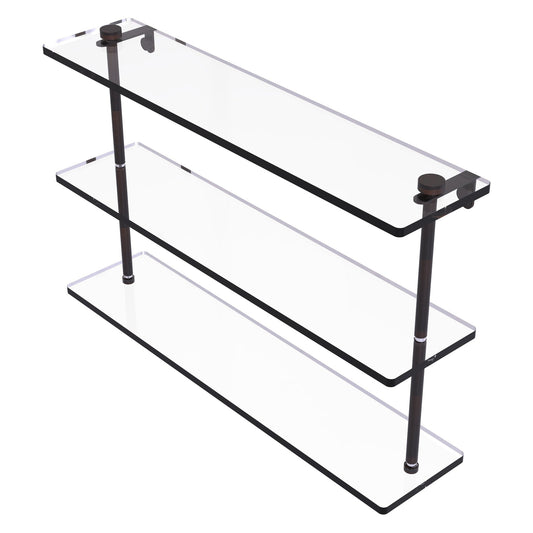 Allied Brass NS-5/22 22" x 5" Venetian Bronze Solid Brass Triple-Tiered Glass Shelf