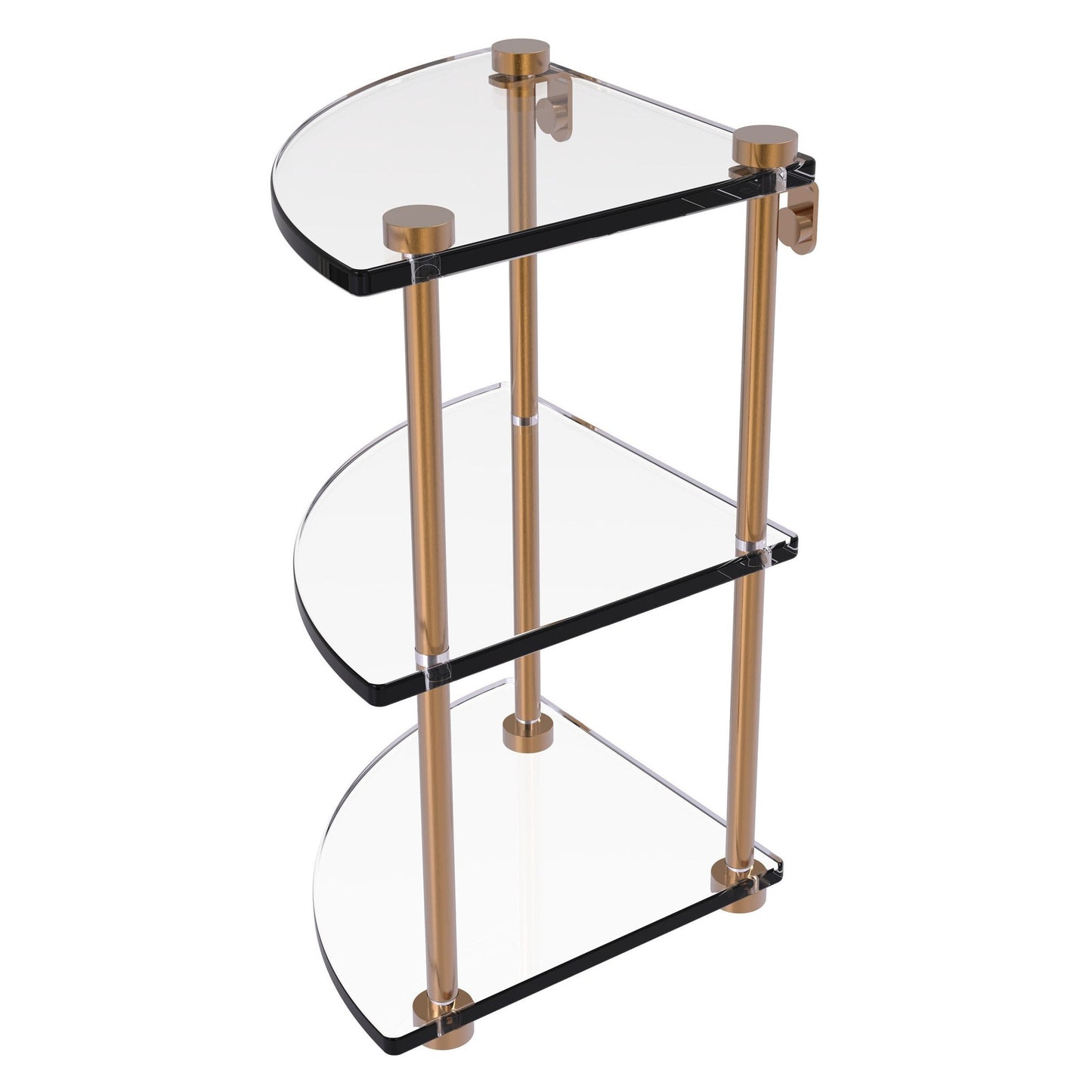 Allied Brass NS-6 8" x 8" Brushed Bronze Solid Brass Three-Tiered Corner Glass Shelf