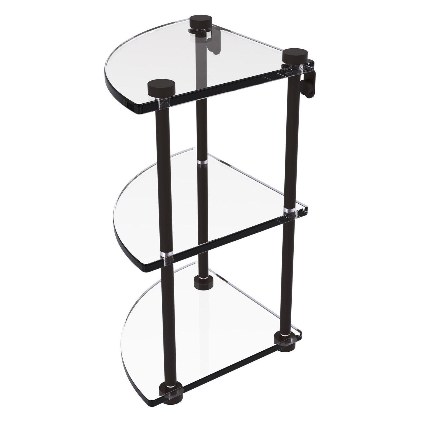 Allied Brass NS-6 8" x 8" Oil Rubbed Bronze Solid Brass Three-Tiered Corner Glass Shelf