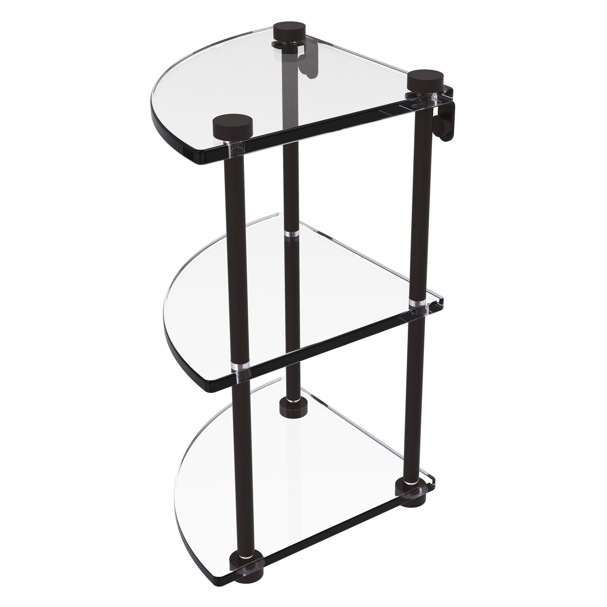 Allied Brass NS-6 8" x 8" Oil Rubbed Bronze Solid Brass Three-Tiered Corner Glass Shelf