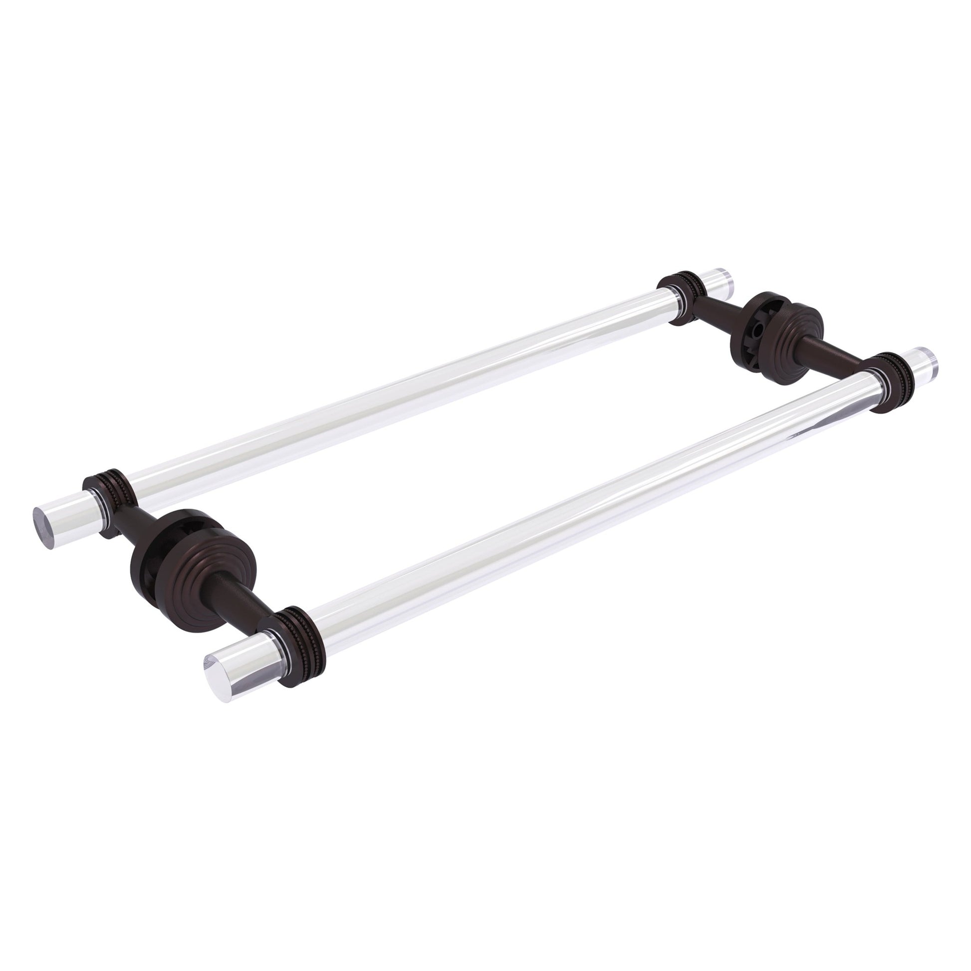 Allied Brass Pacific Beach 22" x 8.8" Antique Bronze Solid Brass Back-to-Back Shower Door and Towel Bar With Dotted Accents