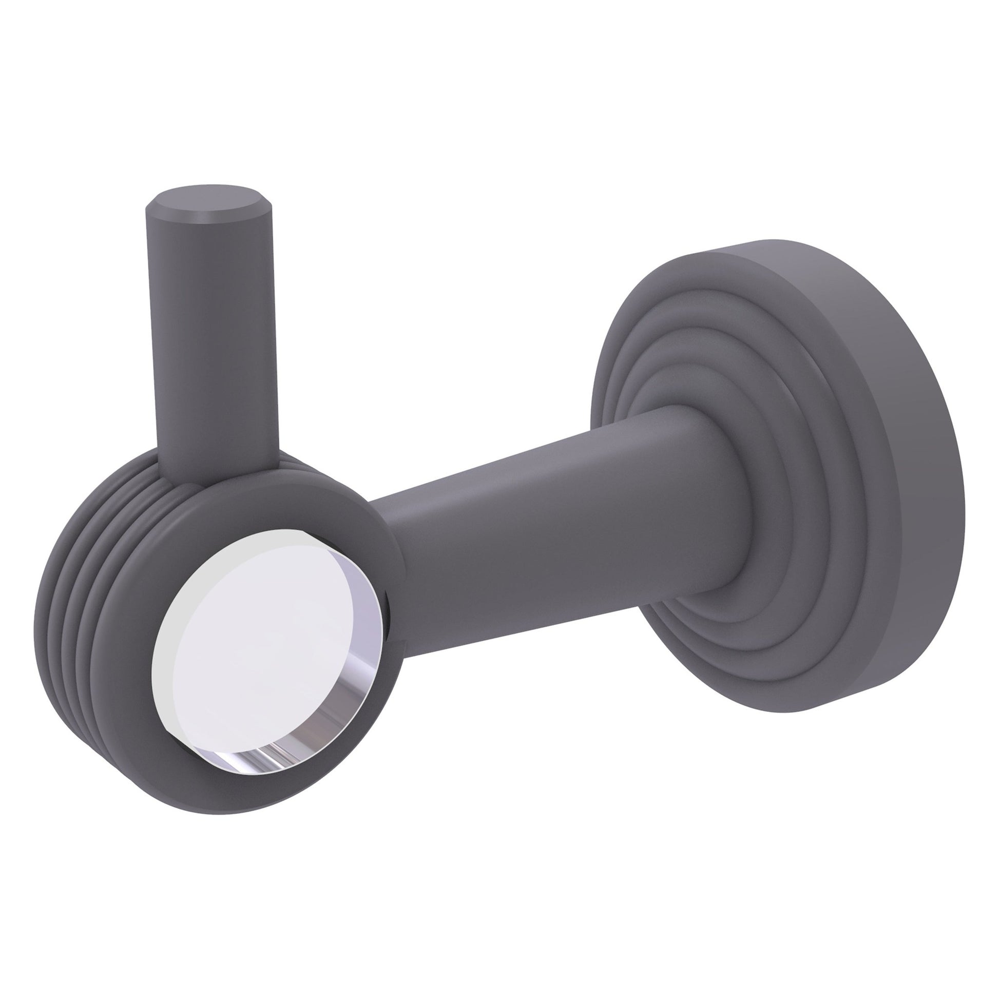 Allied Brass Pacific Beach 2.24" x 3.98" Matte Gray Solid Brass Robe Hook With Grooved Accents