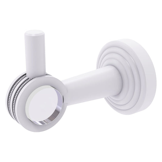 Allied Brass Pacific Beach 2.24" x 3.98" Matte White Solid Brass Robe Hook With Dotted Accents