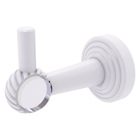Allied Brass Pacific Beach 2.24" x 3.98" Matte White Solid Brass Robe Hook With Twisted Accents
