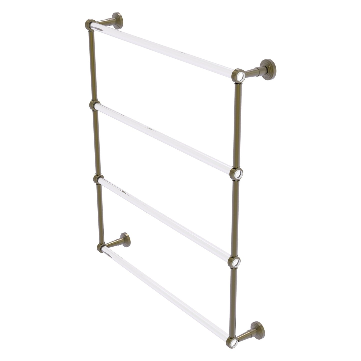 Allied Brass Pacific Beach 32.6" x 5" Antique Brass Solid Brass 4-Tier Ladder Towel Bar With Grooved Accents