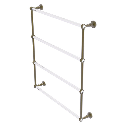 Allied Brass Pacific Beach 32.6" x 5" Antique Brass Solid Brass 4-Tier Ladder Towel Bar With Grooved Accents