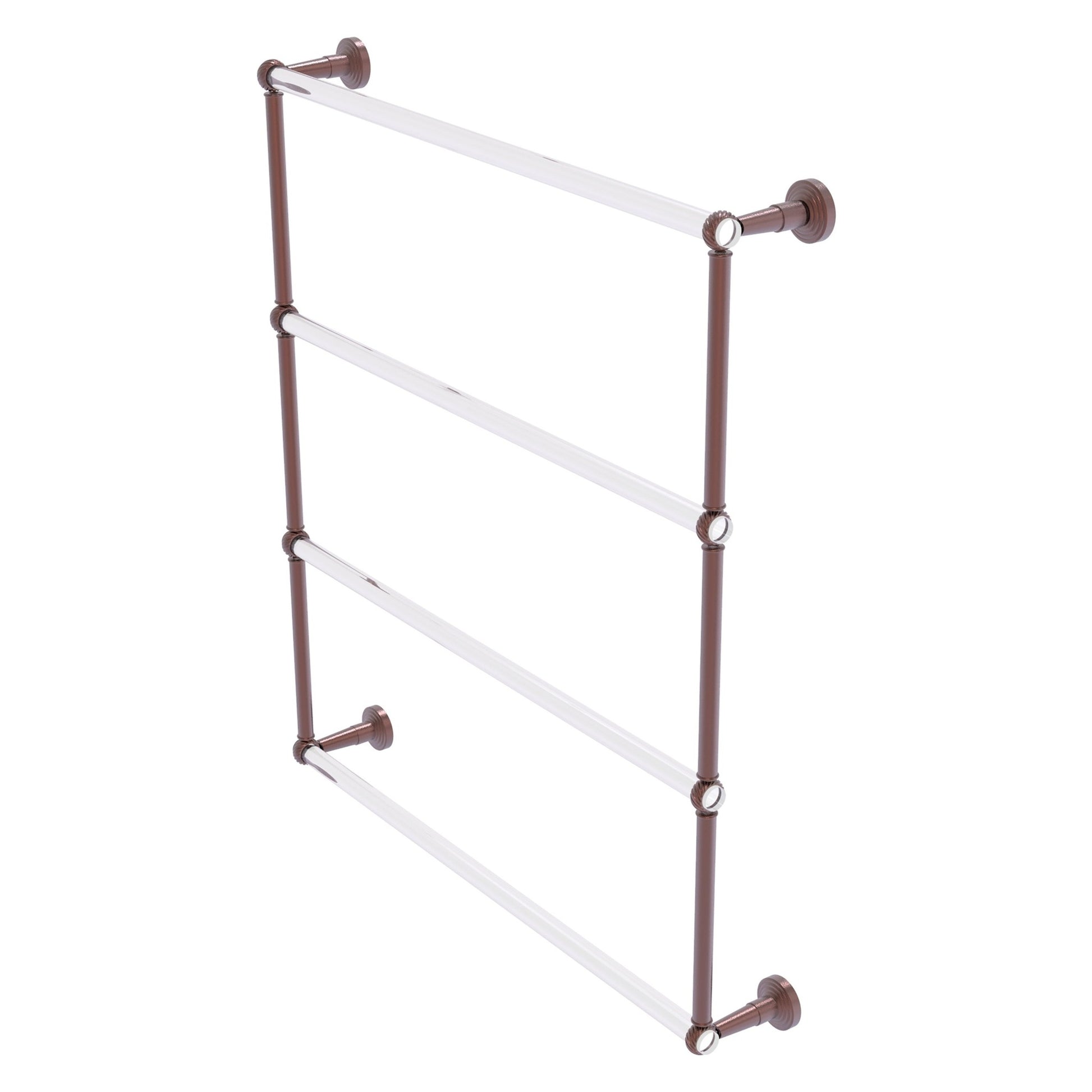 Allied Brass Pacific Beach 32.6" x 5" Antique Copper Solid Brass 4-Tier Ladder Towel Bar With Twisted Accents