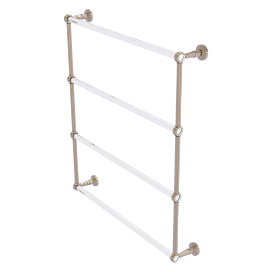 Allied Brass Pacific Beach 32.6" x 5" Antique Pewter Solid Brass 4-Tier Ladder Towel Bar With Grooved Accents