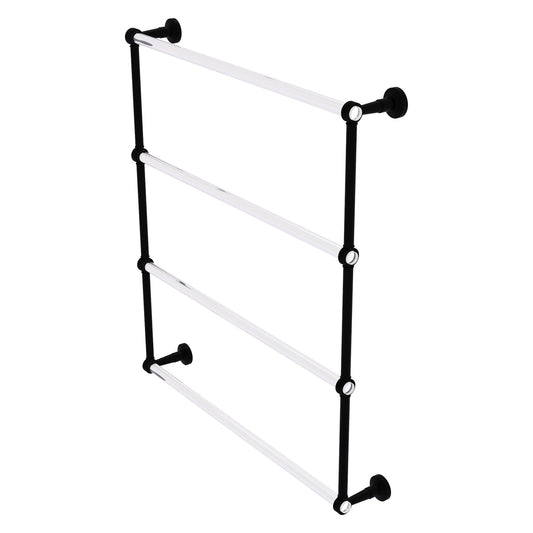 Allied Brass Pacific Beach 32.6" x 5" Matte Black Solid Brass 4-Tier Ladder Towel Bar With Dotted Accents