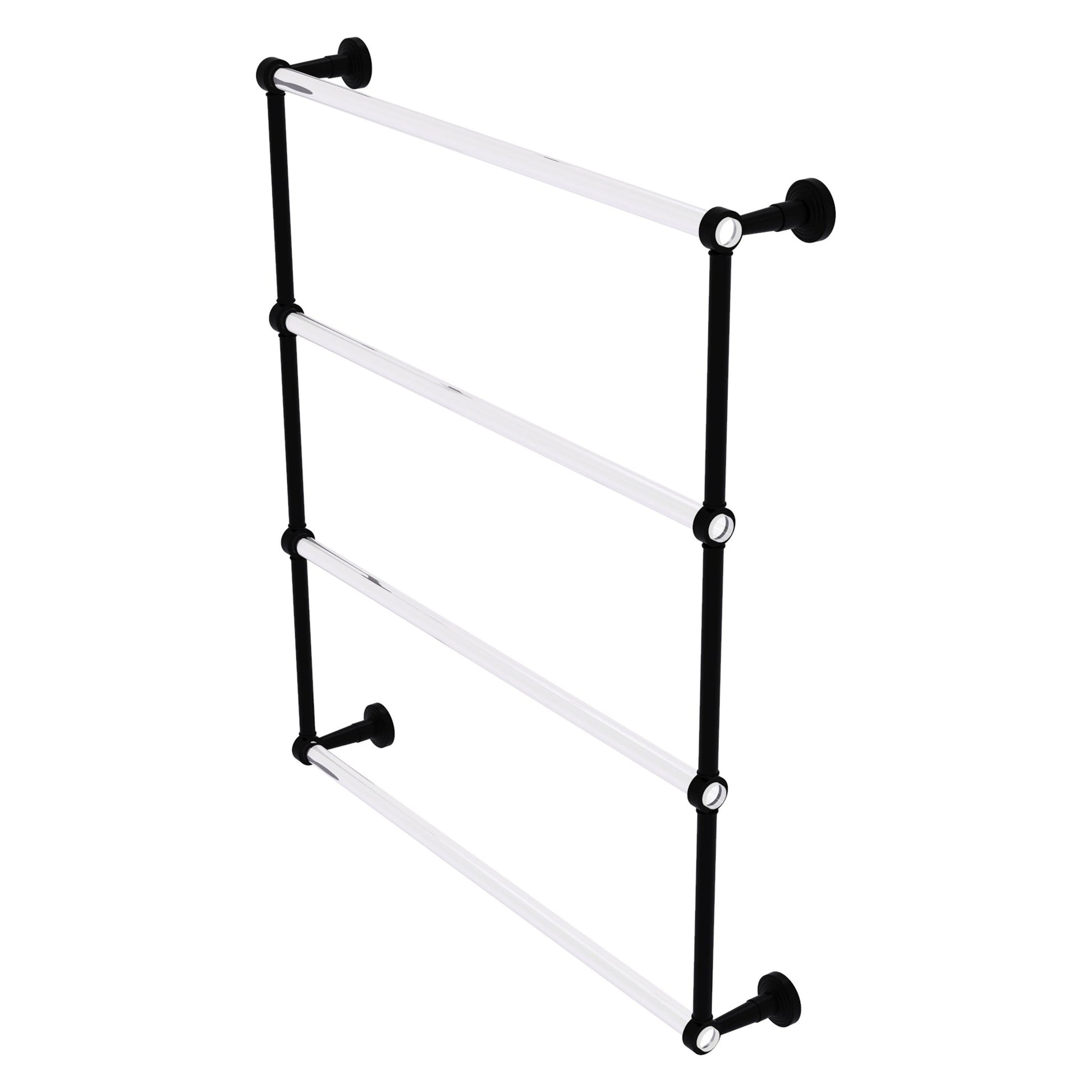 Allied Brass Pacific Beach 32.6" x 5" Matte Black Solid Brass 4-Tier Ladder Towel Bar