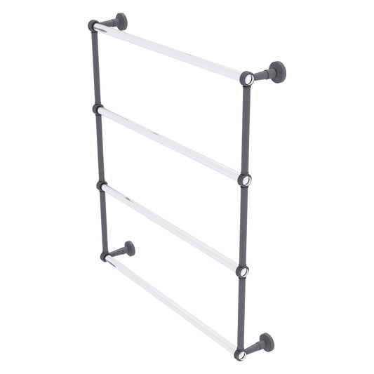 Allied Brass Pacific Beach 32.6" x 5" Matte Gray Solid Brass 4-Tier Ladder Towel Bar With Grooved Accents