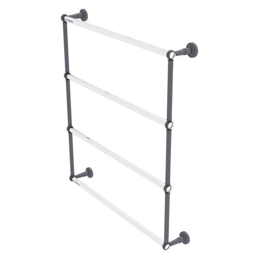 Allied Brass Pacific Beach 32.6" x 5" Matte Gray Solid Brass 4-Tier Ladder Towel Bar With Twisted Accents