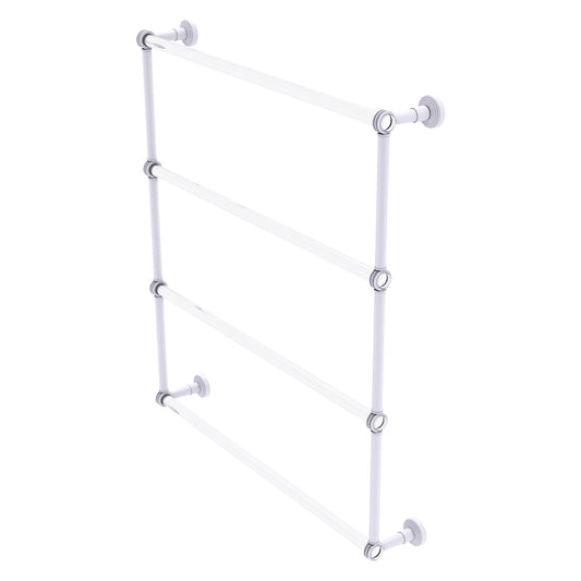 Allied Brass Pacific Beach 32.6" x 5" Matte White Solid Brass 4-Tier Ladder Towel Bar With Dotted Accents