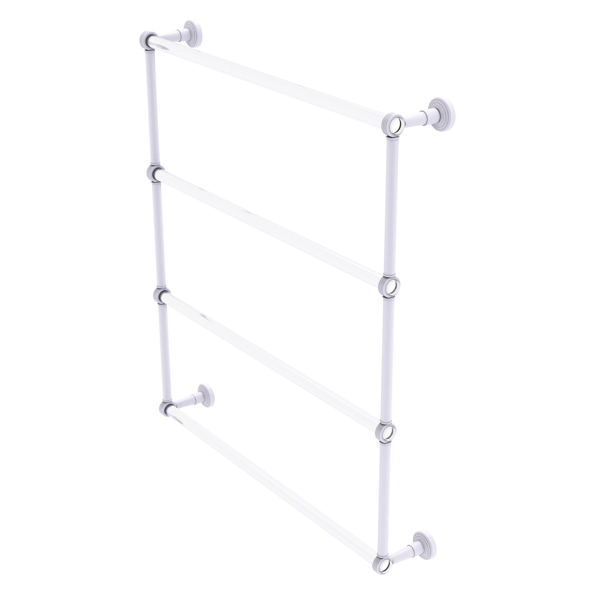 Allied Brass Pacific Beach 32.6" x 5" Matte White Solid Brass 4-Tier Ladder Towel Bar With Grooved Accents