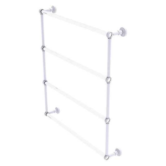 Allied Brass Pacific Beach 32.6" x 5" Matte White Solid Brass 4-Tier Ladder Towel Bar With Grooved Accents