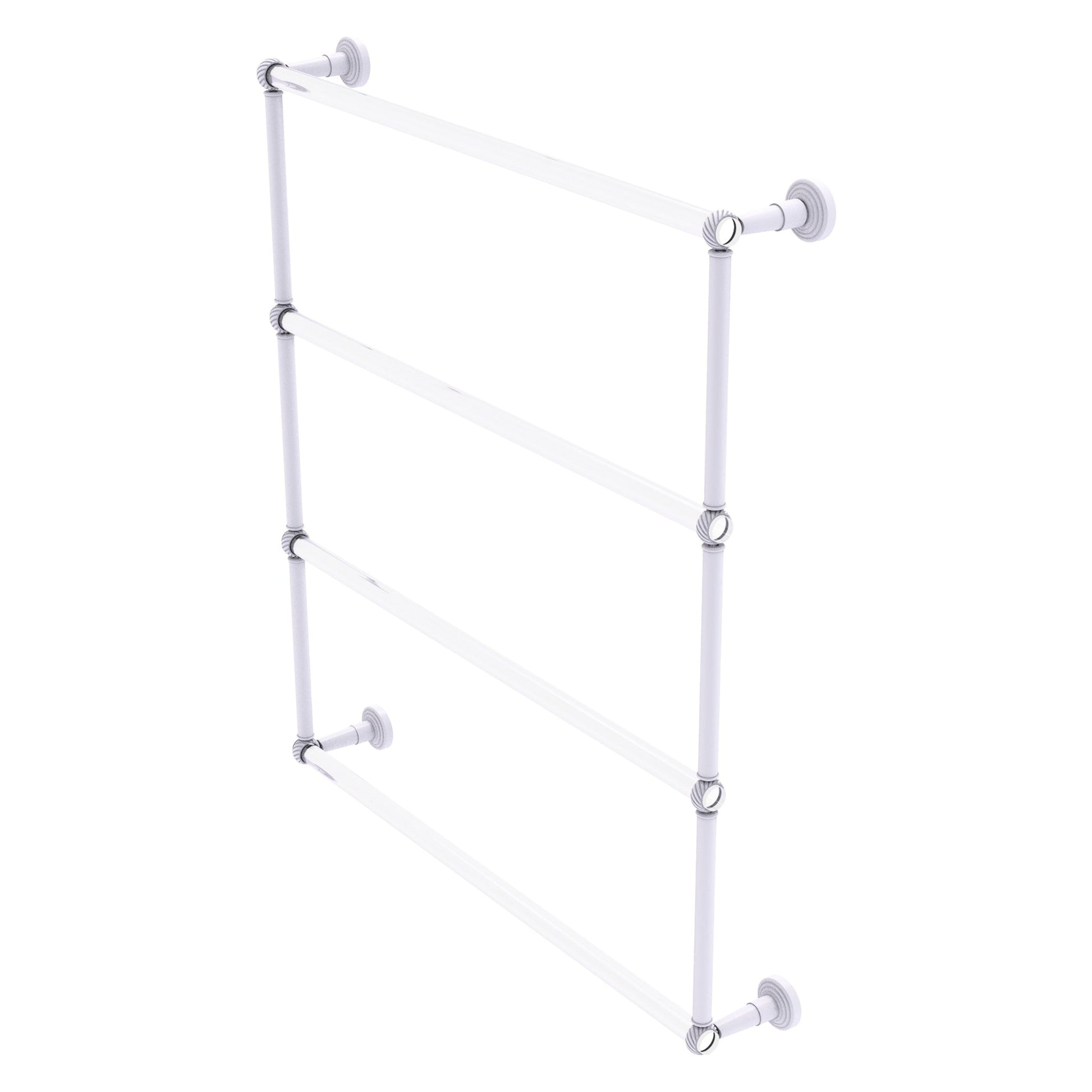 Allied Brass Pacific Beach 32.6" x 5" Matte White Solid Brass 4-Tier Ladder Towel Bar With Twisted Accents