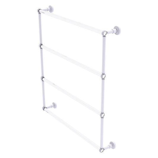 Allied Brass Pacific Beach 32.6" x 5" Matte White Solid Brass 4-Tier Ladder Towel Bar With Twisted Accents