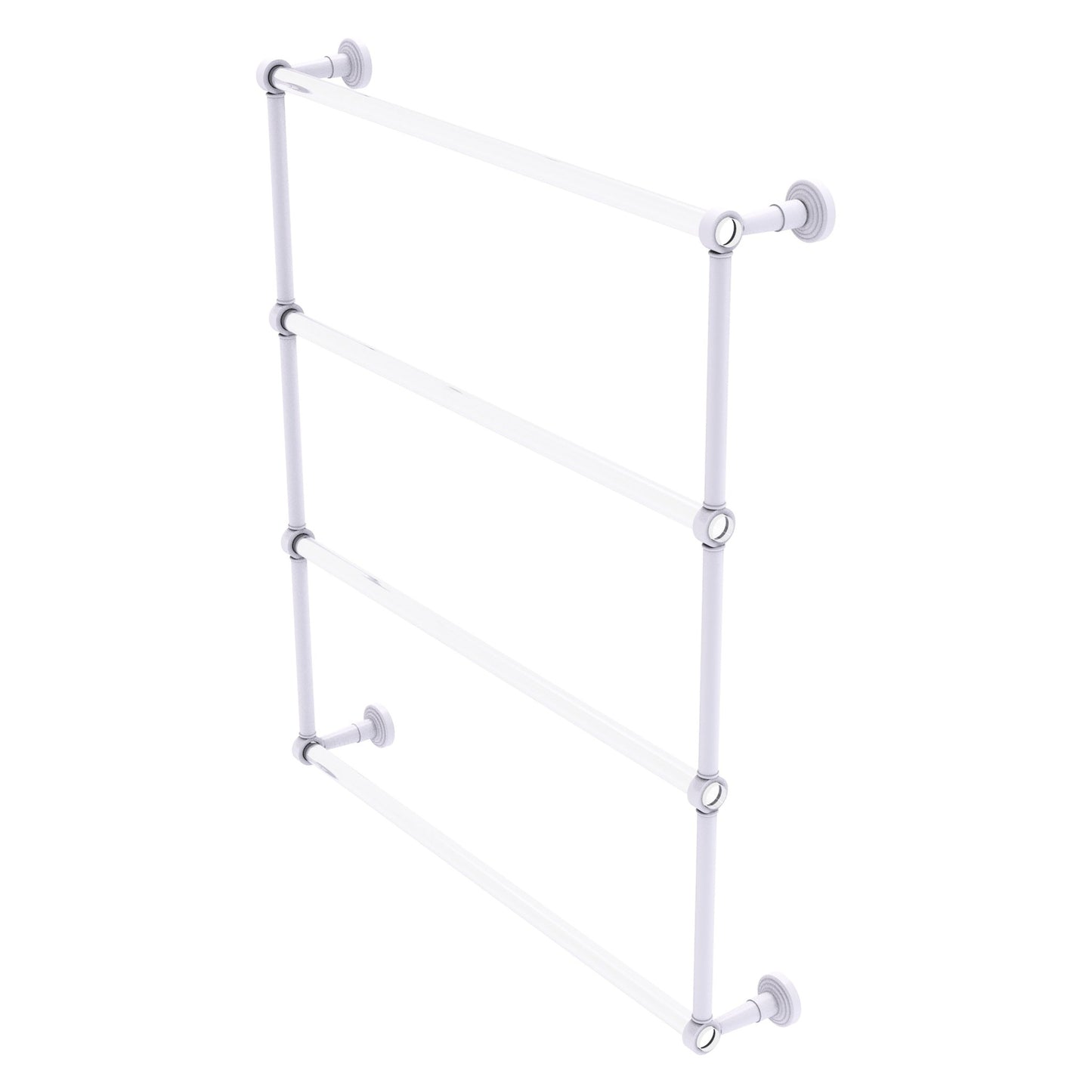 Allied Brass Pacific Beach 32.6" x 5" Matte White Solid Brass 4-Tier Ladder Towel Bar