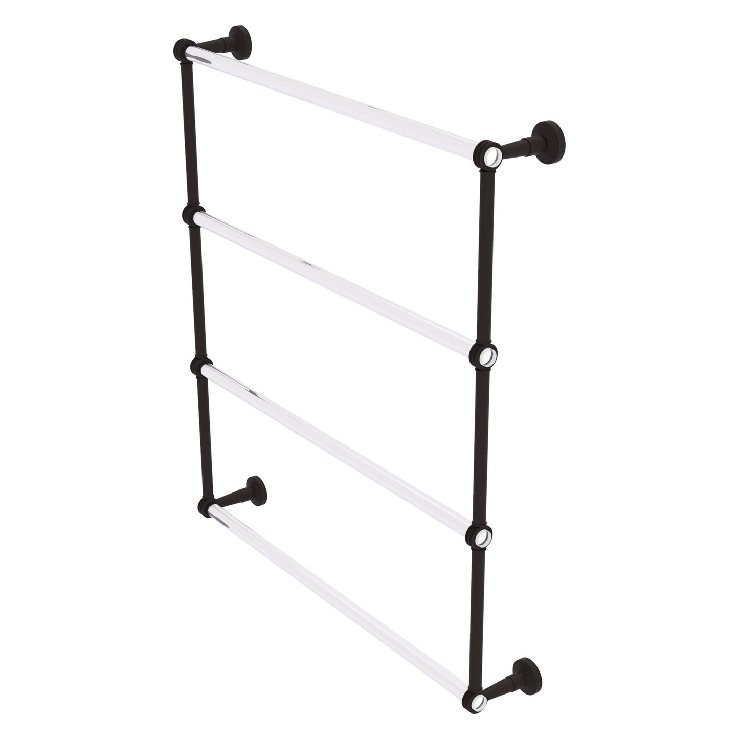 Allied Brass Pacific Beach 32.6" x 5" Oil Rubbed Bronze Solid Brass 4-Tier Ladder Towel Bar With Dotted Accents