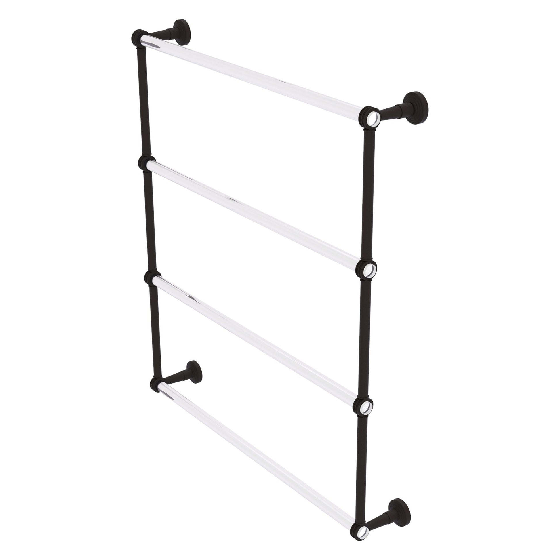 Allied Brass Pacific Beach 32.6" x 5" Oil Rubbed Bronze Solid Brass 4-Tier Ladder Towel Bar With Dotted Accents