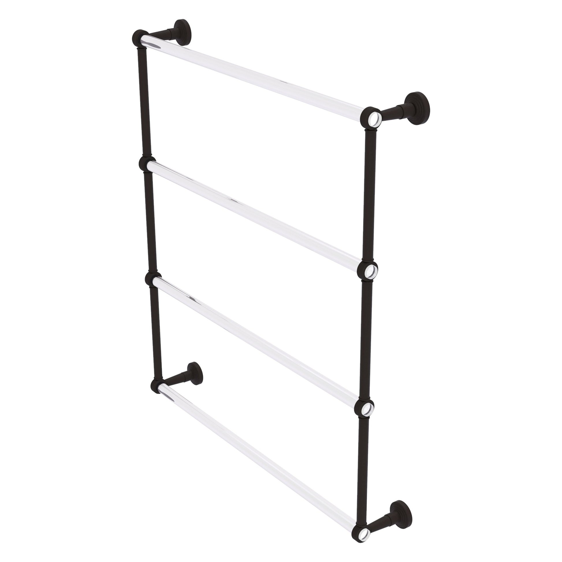 Allied Brass Pacific Beach 32.6" x 5" Oil Rubbed Bronze Solid Brass 4-Tier Ladder Towel Bar With Grooved Accents