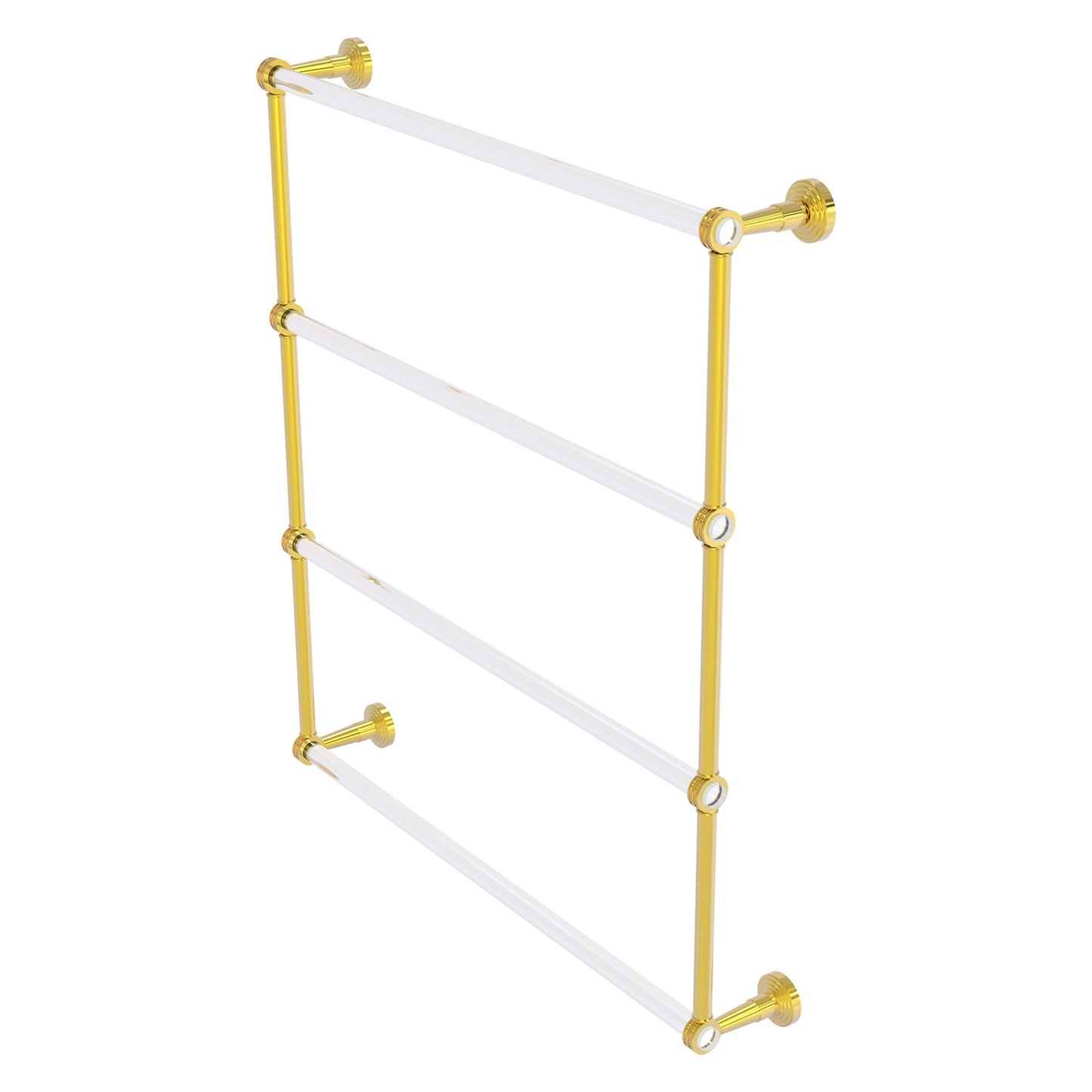 Allied Brass Pacific Beach 32.6" x 5" Polished Brass Solid Brass 4-Tier Ladder Towel Bar With Dotted Accents