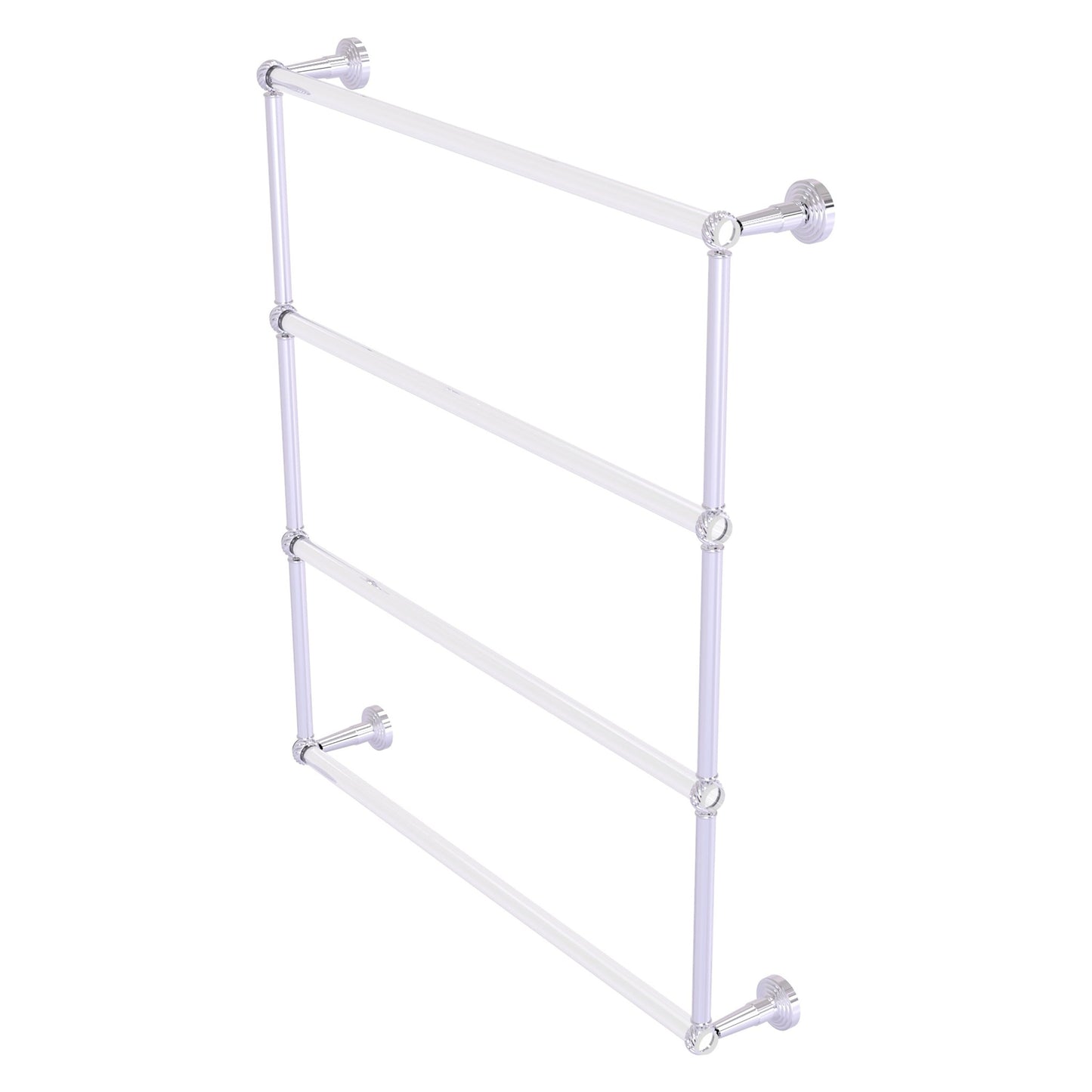 Allied Brass Pacific Beach 32.6" x 5" Polished Chrome Solid Brass 4-Tier Ladder Towel Bar With Twisted Accents