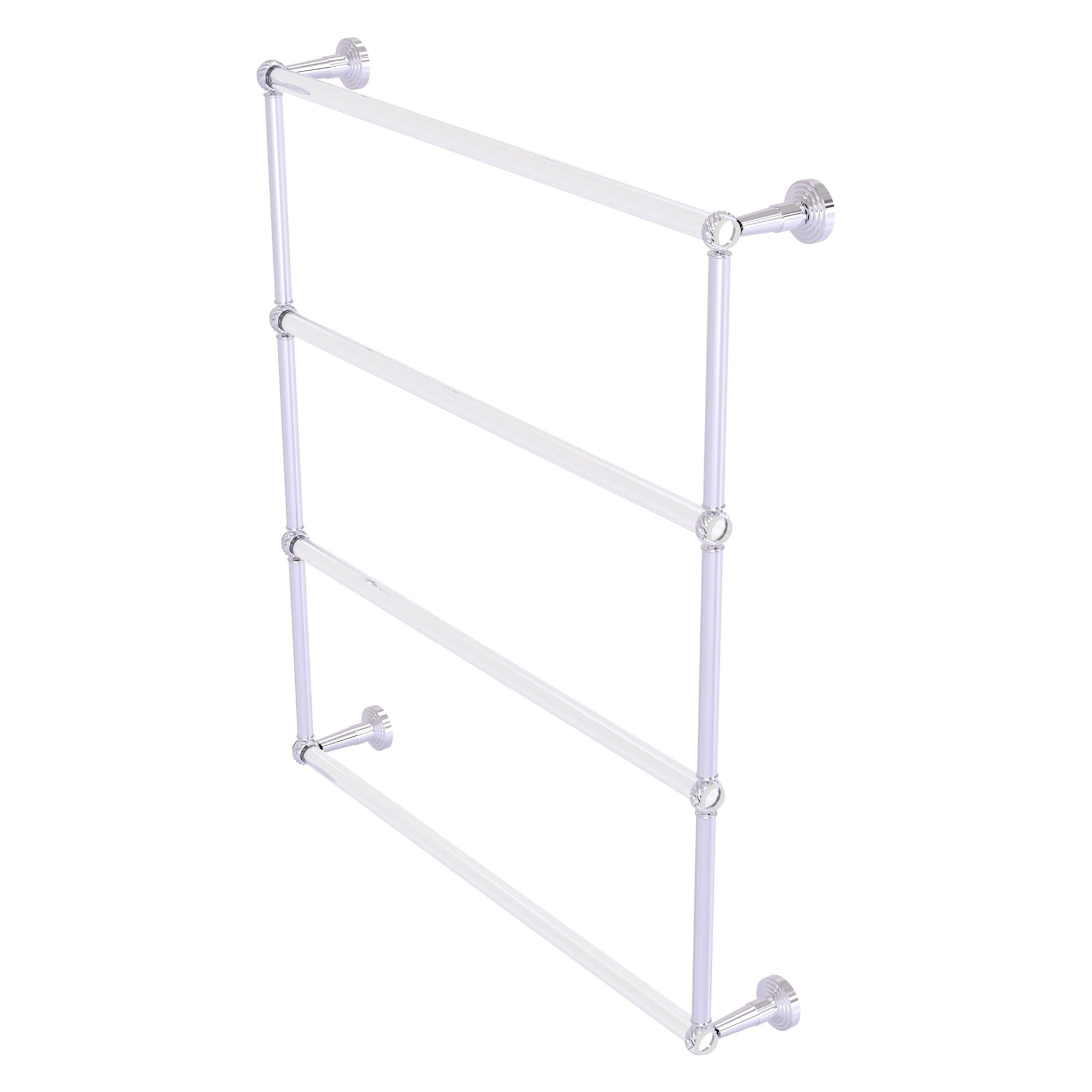 Allied Brass Pacific Beach 32.6" x 5" Polished Chrome Solid Brass 4-Tier Ladder Towel Bar With Twisted Accents