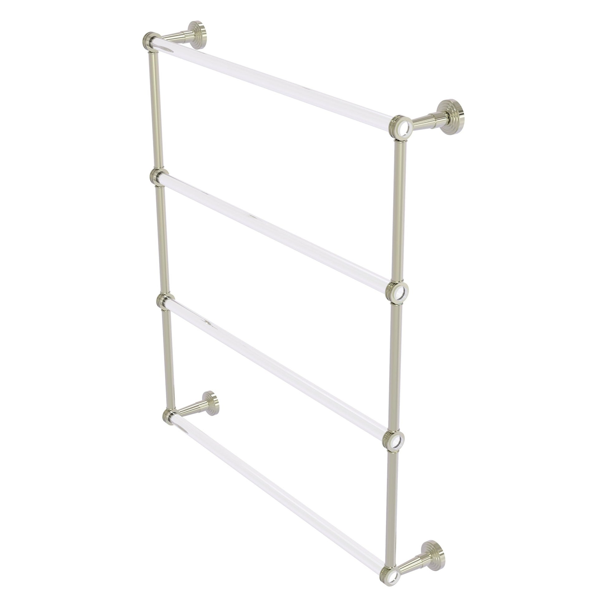 Allied Brass Pacific Beach 32.6" x 5" Polished Nickel Solid Brass 4-Tier Ladder Towel Bar With Dotted Accents