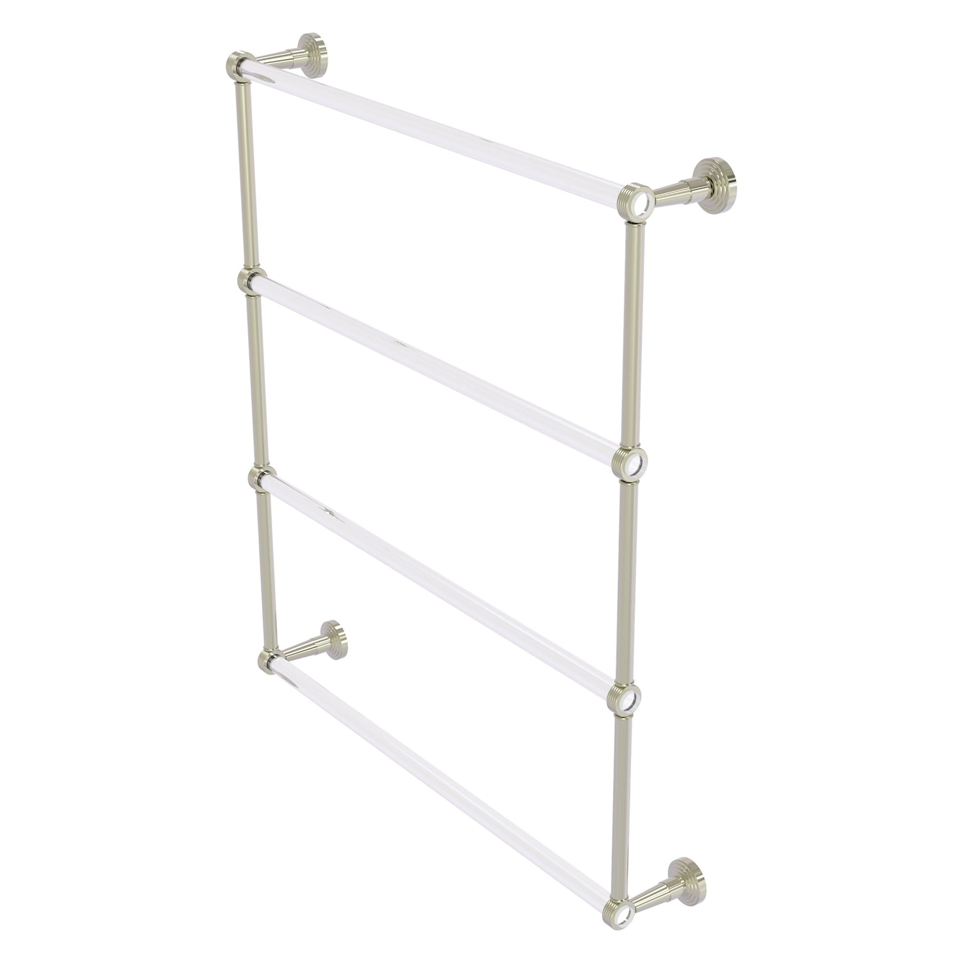 Allied Brass Pacific Beach 32.6" x 5" Polished Nickel Solid Brass 4-Tier Ladder Towel Bar With Grooved Accents