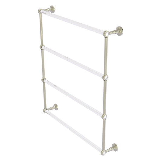 Allied Brass Pacific Beach 32.6" x 5" Polished Nickel Solid Brass 4-Tier Ladder Towel Bar With Grooved Accents