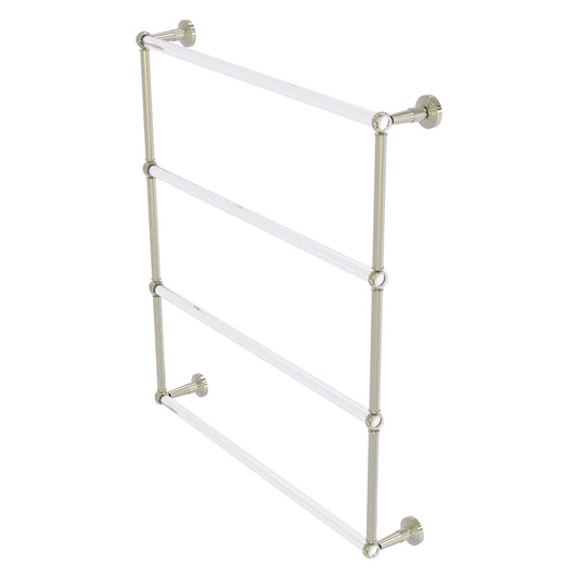 Allied Brass Pacific Beach 32.6" x 5" Polished Nickel Solid Brass 4-Tier Ladder Towel Bar With Twisted Accents