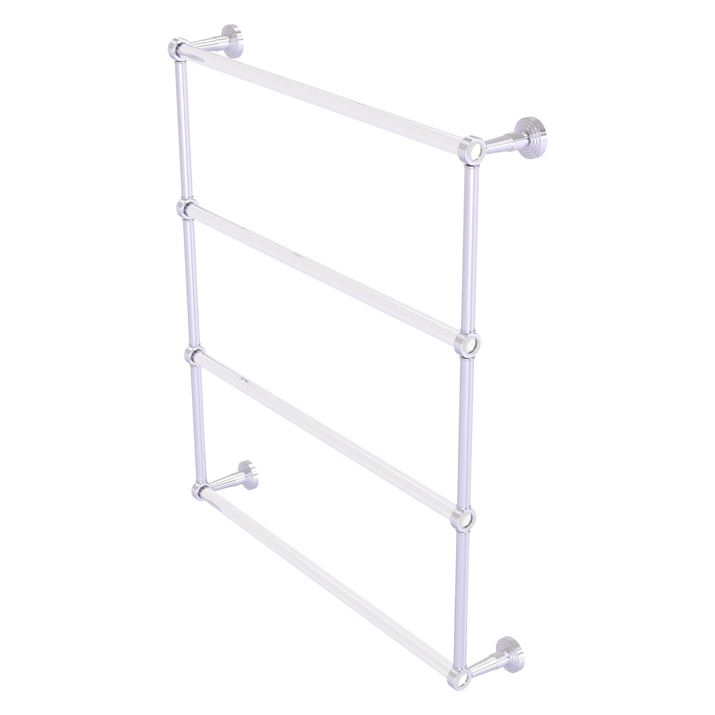 Allied Brass Pacific Beach 32.6" x 5" Satin Chrome Solid Brass 4-Tier Ladder Towel Bar With Grooved Accents