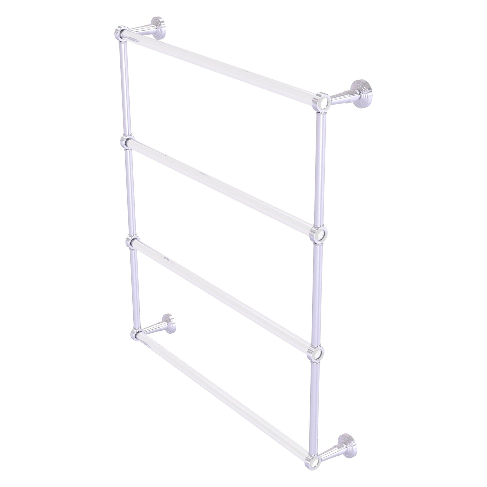 Allied Brass Pacific Beach 32.6" x 5" Satin Chrome Solid Brass 4-Tier Ladder Towel Bar With Grooved Accents