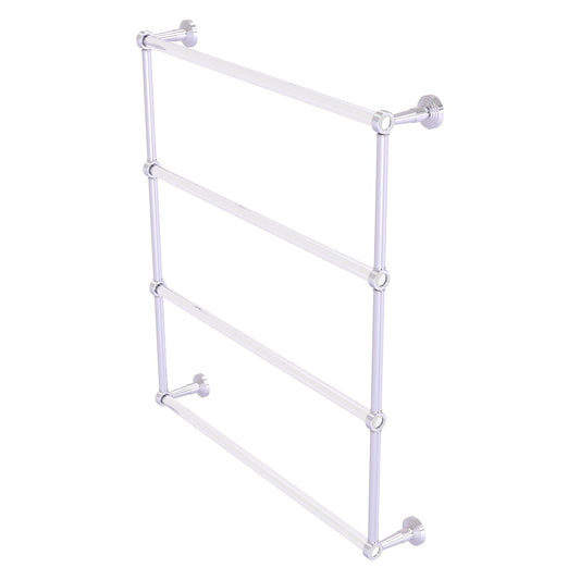 Allied Brass Pacific Beach 32.6" x 5" Satin Chrome Solid Brass 4-Tier Ladder Towel Bar With Grooved Accents