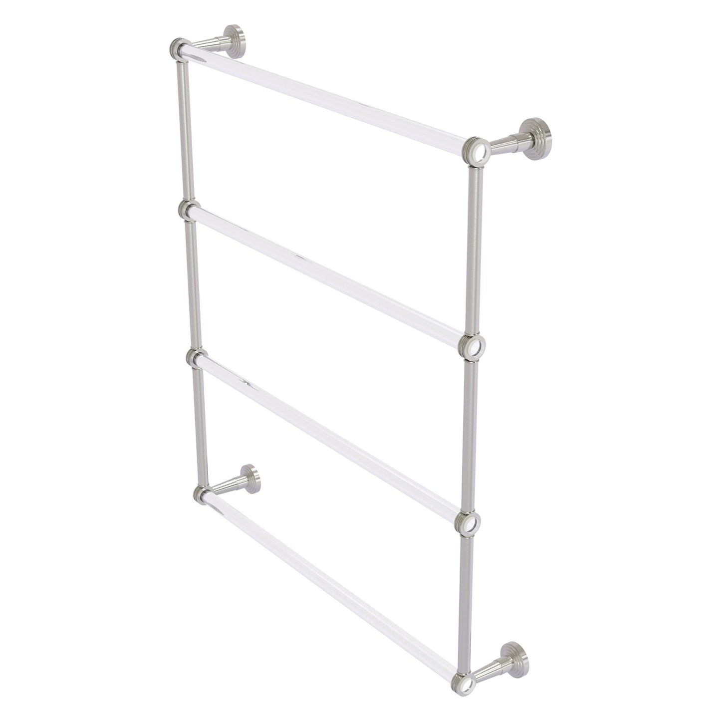 Allied Brass Pacific Beach 32.6" x 5" Satin Nickel Solid Brass 4-Tier Ladder Towel Bar With Dotted Accents