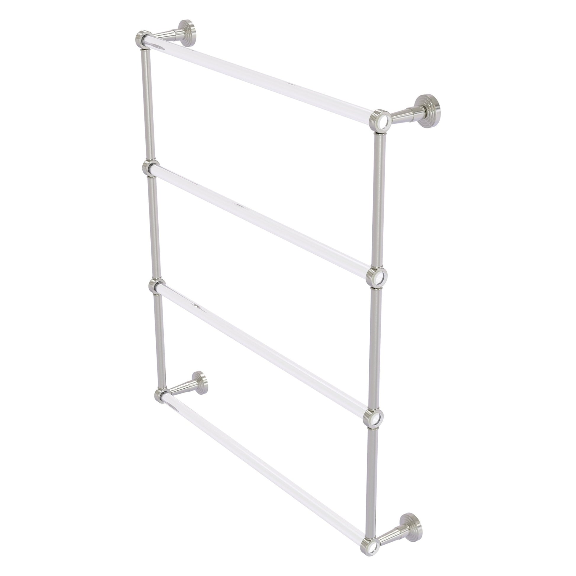 Allied Brass Pacific Beach 32.6" x 5" Satin Nickel Solid Brass 4-Tier Ladder Towel Bar With Grooved Accents