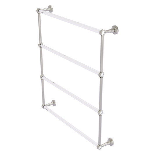 Allied Brass Pacific Beach 32.6" x 5" Satin Nickel Solid Brass 4-Tier Ladder Towel Bar With Grooved Accents