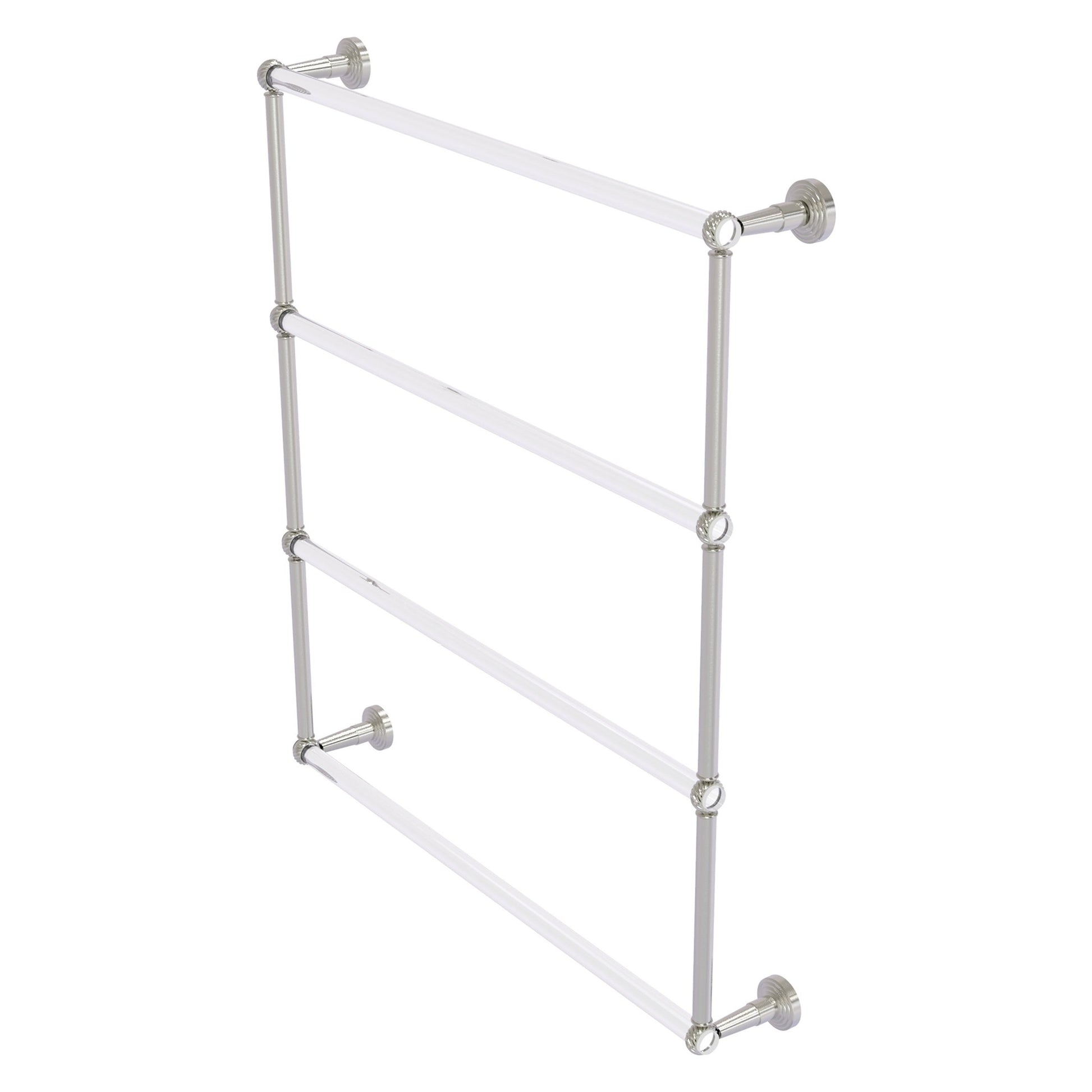 Allied Brass Pacific Beach 32.6" x 5" Satin Nickel Solid Brass 4-Tier Ladder Towel Bar With Twisted Accents