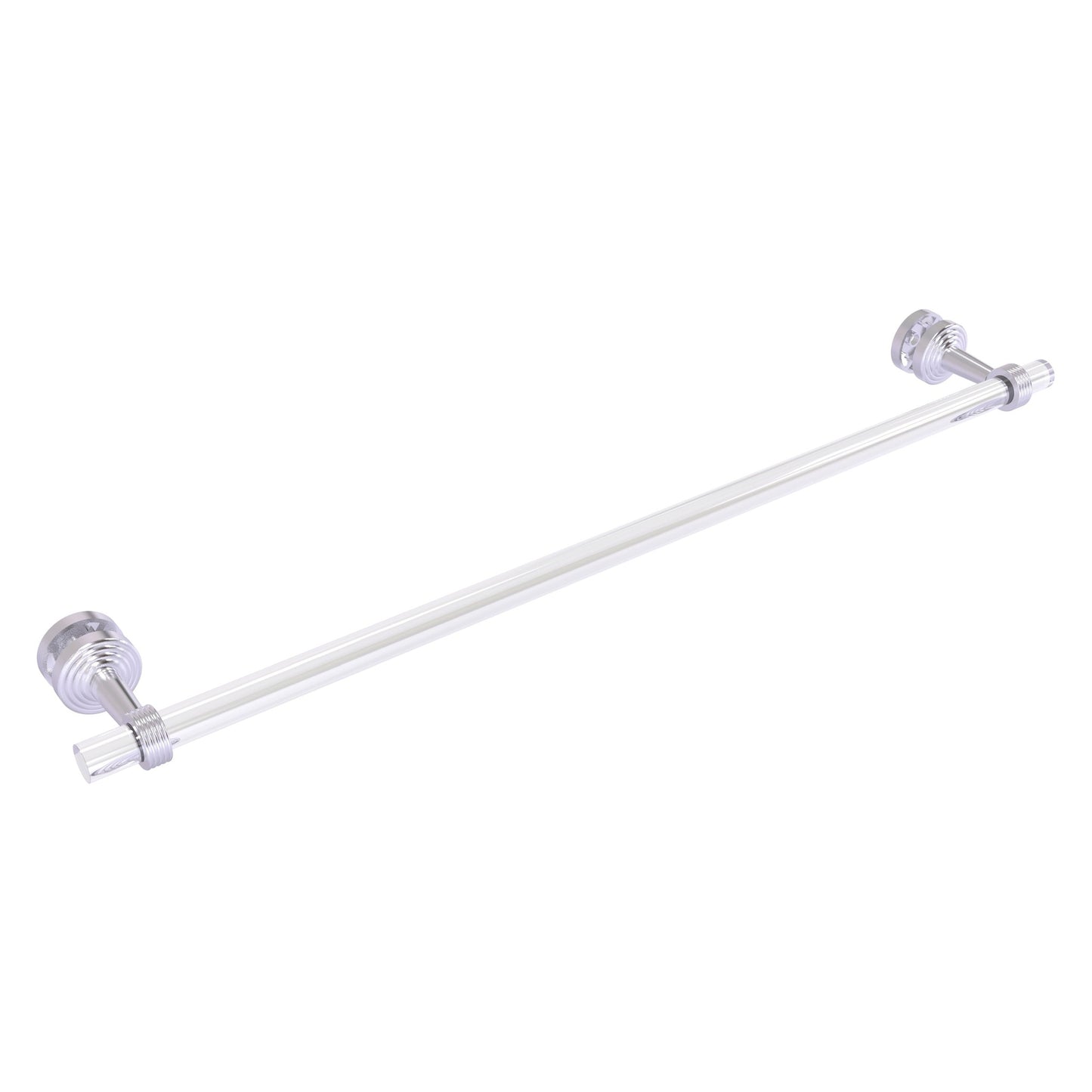 Allied Brass Pacific Beach 34" x 5.3" Satin Chrome Solid Brass Back-to-Back Shower Door and Towel Bar With Grooved Accents