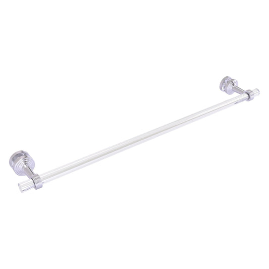 Allied Brass Pacific Beach 34" x 5.3" Satin Chrome Solid Brass Back-to-Back Shower Door and Towel Bar With Grooved Accents