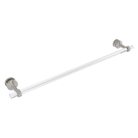 Allied Brass Pacific Beach 34" x 5.3" Satin Nickel Solid Brass Back-to-Back Shower Door and Towel Bar With Grooved Accents