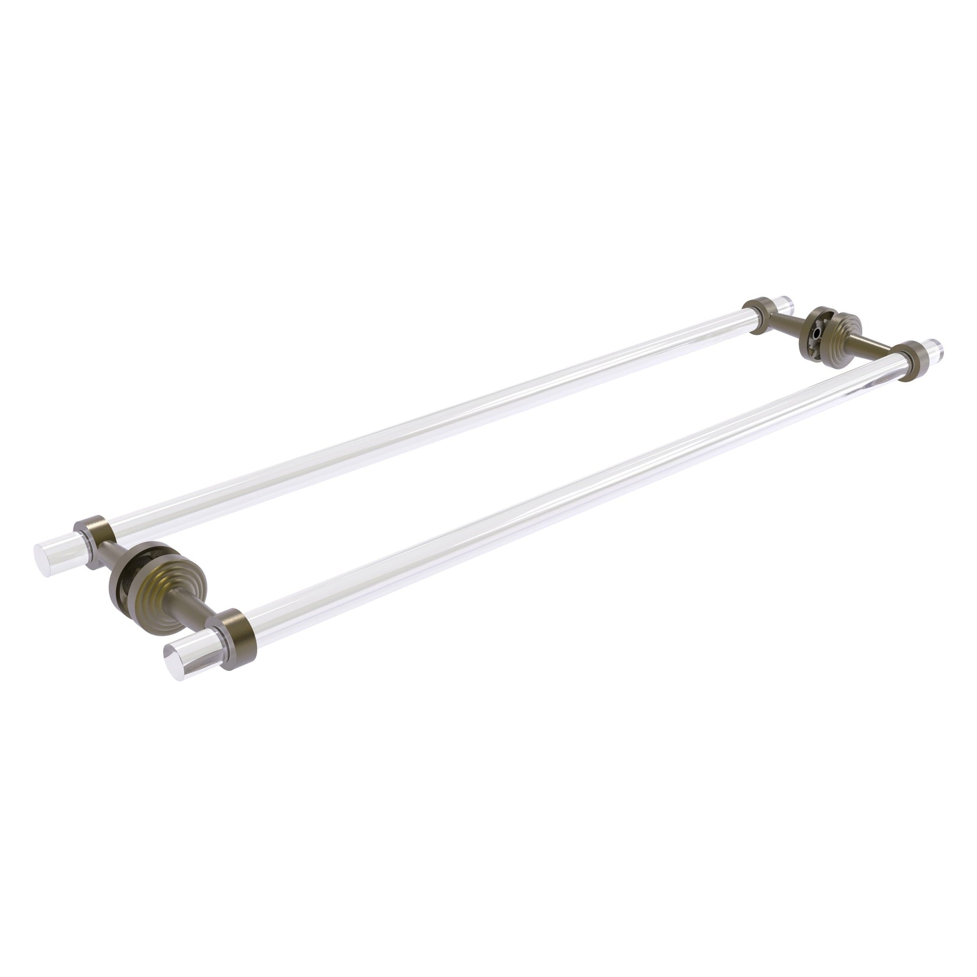 Allied Brass Pacific Beach 34" x 8.8" Antique Brass Solid Brass Back-to-Back Shower Door and Towel Bar