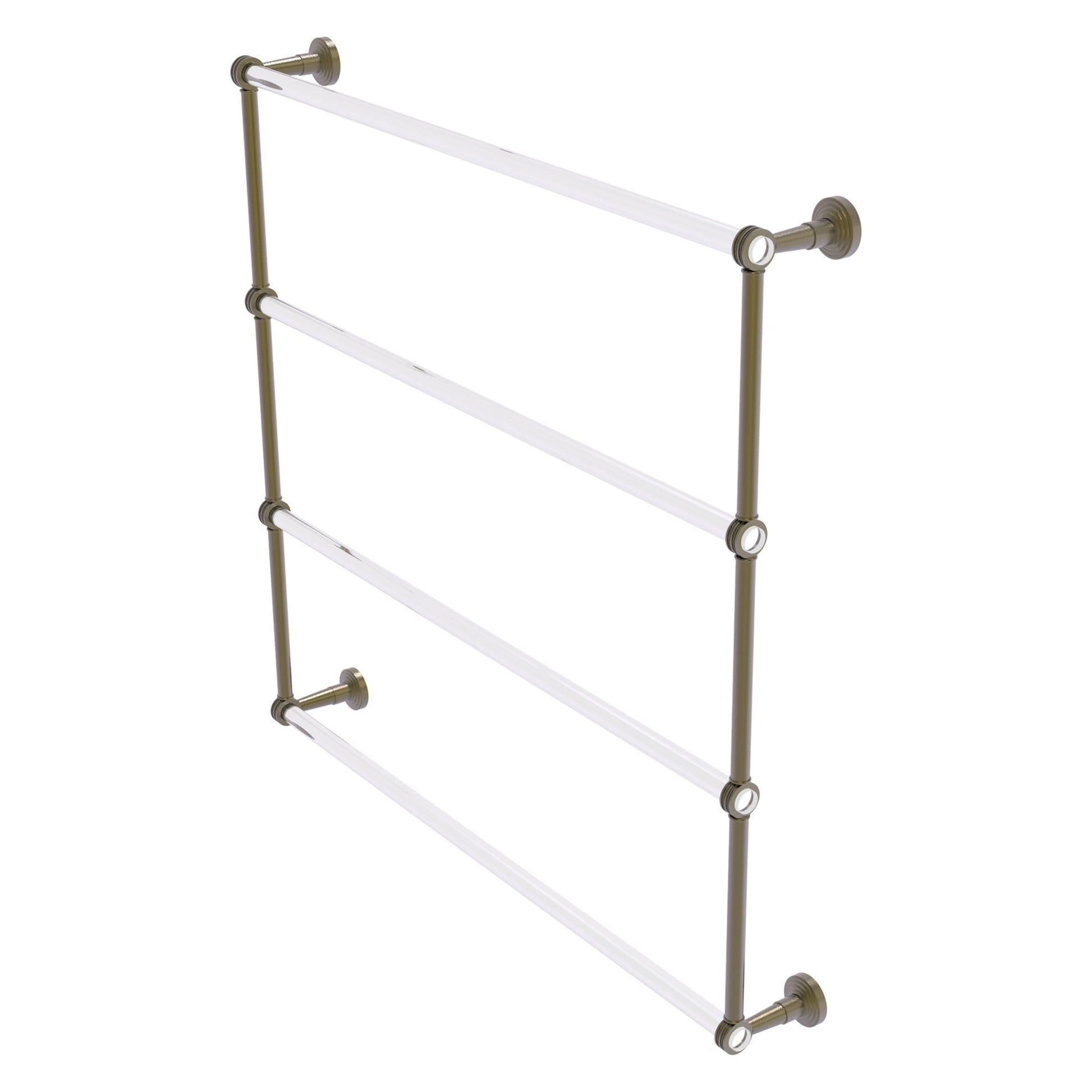 Allied Brass Pacific Beach 38.6" x 5" Antique Brass Solid Brass 4-Tier Ladder Towel Bar With Dotted Accents