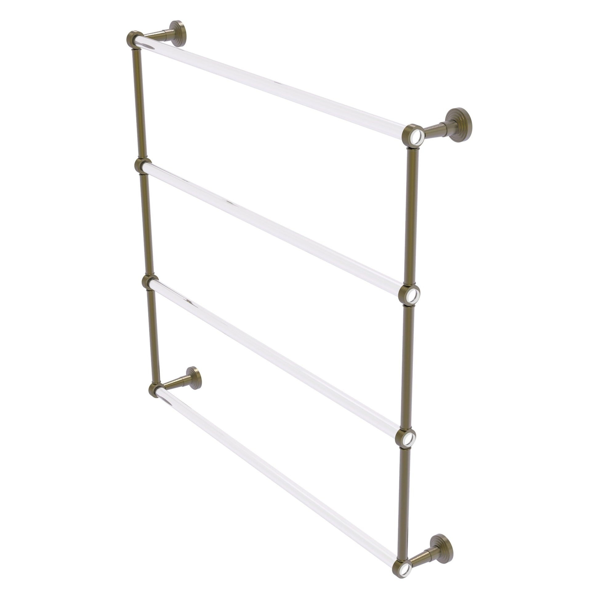 Allied Brass Pacific Beach 38.6" x 5" Antique Brass Solid Brass 4-Tier Ladder Towel Bar With Grooved Accents