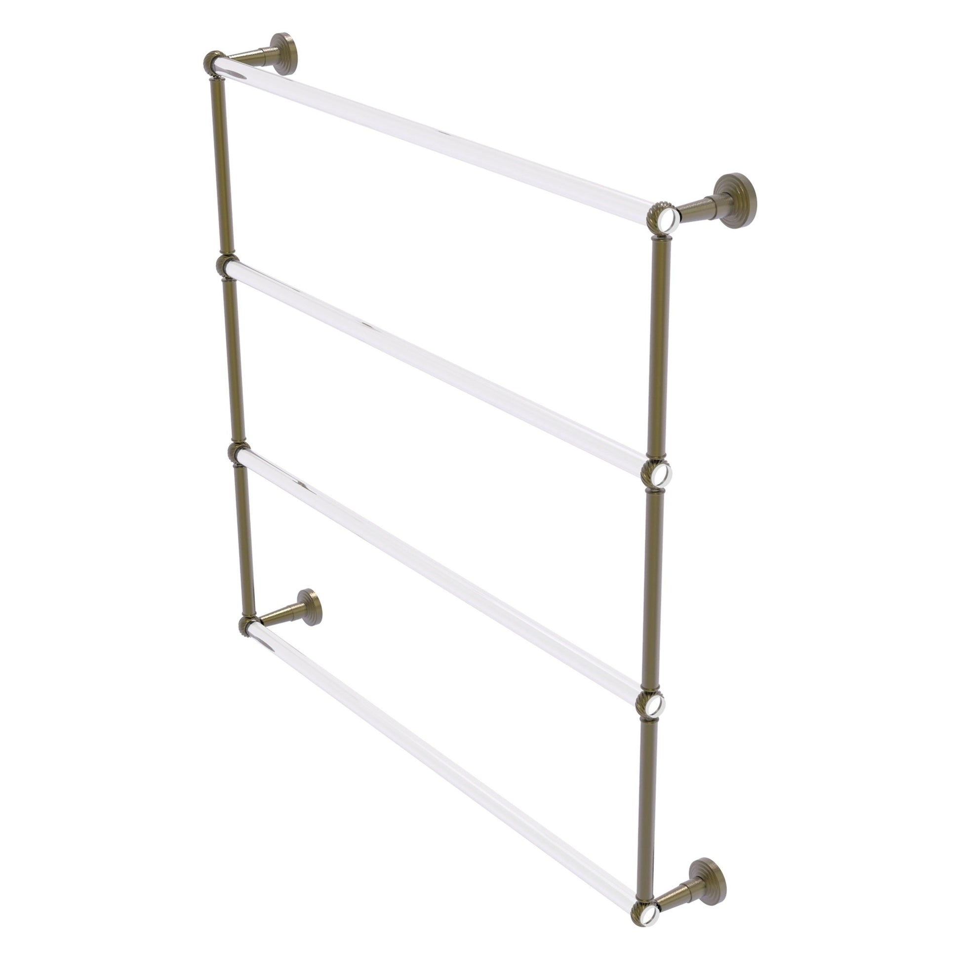 Allied Brass Pacific Beach 38.6" x 5" Antique Brass Solid Brass 4-Tier Ladder Towel Bar With Twisted Accents