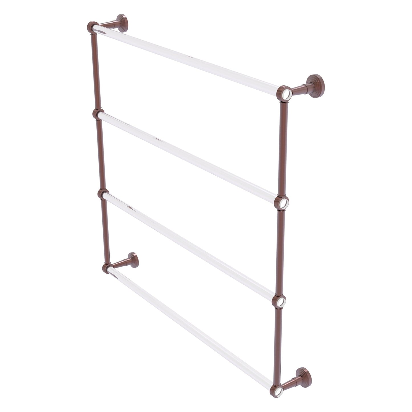 Allied Brass Pacific Beach 38.6" x 5" Antique Copper Solid Brass 4-Tier Ladder Towel Bar With Grooved Accents